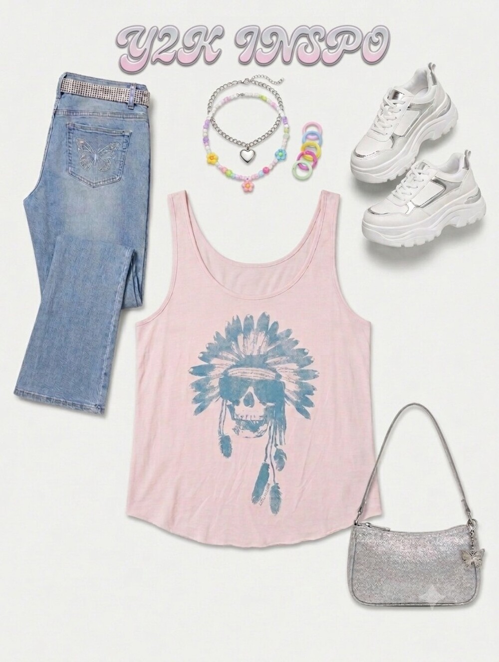 VTG Billabong Fairy Grunge Pink Skull Graphic Crop Tank M